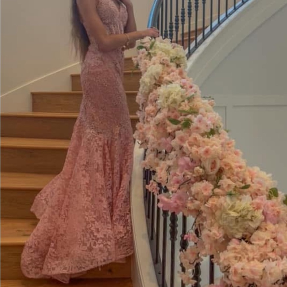 Elegant Pink Lace Gown
